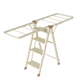 梯子晾衣架家用登高人字梯晾晒置地晒衣架便捷收纳落地折叠晾衣架