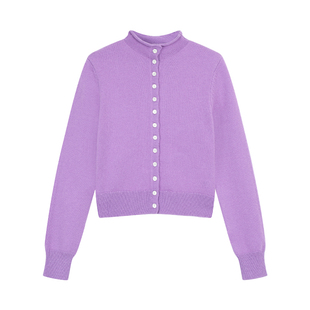 辰米范 软糯冬日 100%羊毛小立领针织开衫女宽松休闲气质打底上衣