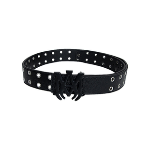 WCH新款街头潮流朋克亚文化双孔铆钉流星五金扣头皮带腰带男女ins