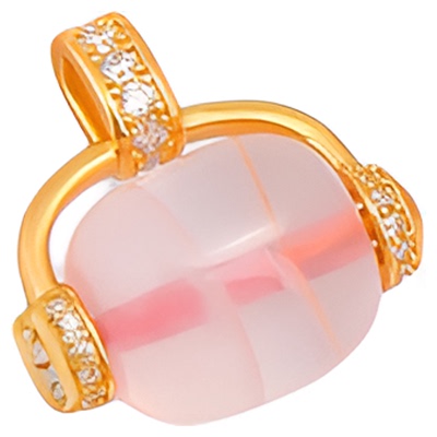 天然粉晶diy配件镶嵌24K金配珠子