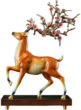 一路高升铜鹿摆件升职开业礼物