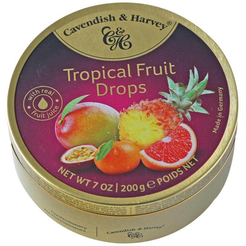 【自营】德国嘉云热带杂果味糖200克铁盒装进口糖果果汁水果糖