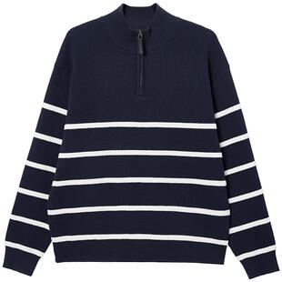 【AT系列】杰克琼斯冬季新款男装毛衣百搭条纹户外长袖毛针织衫