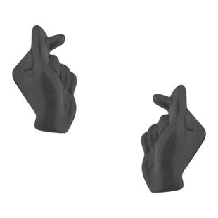 leclic HAND-Heart爱心系列磨砂黑金比心耳钉 简约精致 热门笔芯