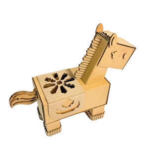 顺丰包邮马年diy手工立体图形小马创意笔筒纸板制作材料包小学生