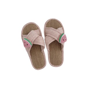 交叉拖鞋女居家透气平底亚麻拖鞋夏露趾防滑凉拖外穿四季棉麻拖鞋