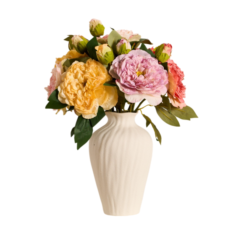 油画牡丹仿真花轻奢高端假花花束摆件客厅餐桌花艺摆花插花大绢花