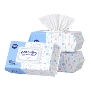 漫花湿巾婴儿手口专用大包装湿纸巾家用家庭实惠装干湿两用棉柔巾