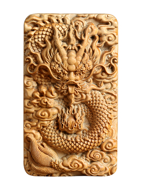 老山檀香木祥龙戏珠吊坠