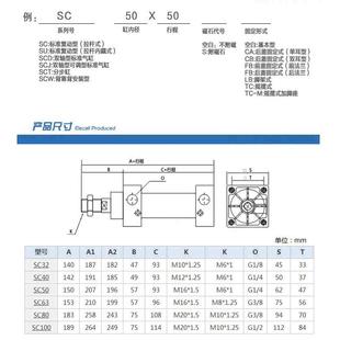 拉杆气缸SC80X25X50X60X75X80X100X125X150X200X250X300S