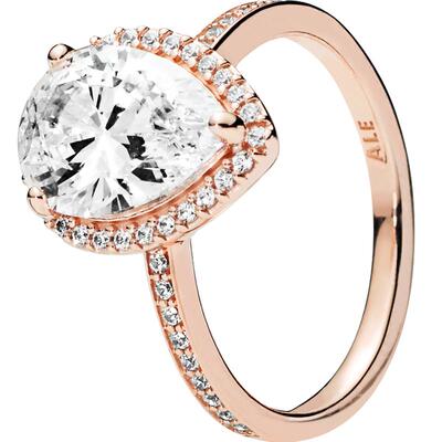 潘多拉闪亮泪滴戒指轻奢