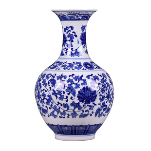 景德镇陶瓷花瓶客厅摆件大号仿古青花瓷瓶中式家居电视柜装饰花瓶