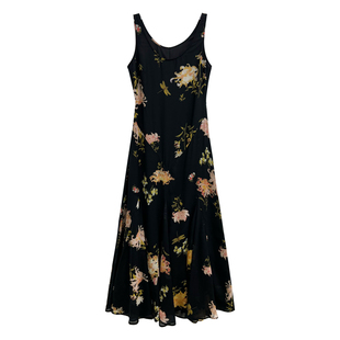 米米子微胖大码胖mm“香榭花事”优雅气质花朵印花连衣裙秋季