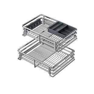 四季沐歌拉篮厨房橱柜304不锈钢调味碗碟双层收纳碗架抽屉式碗篮