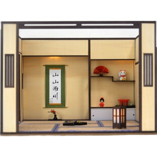 荷马手工鸟居和室OB11手工娃屋日式动漫拼装模型盲盒木制微缩场景