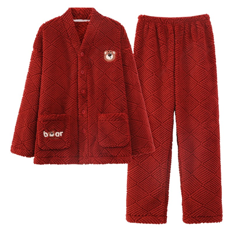 秋冬季保暖珊瑚绒情侣睡衣家居服