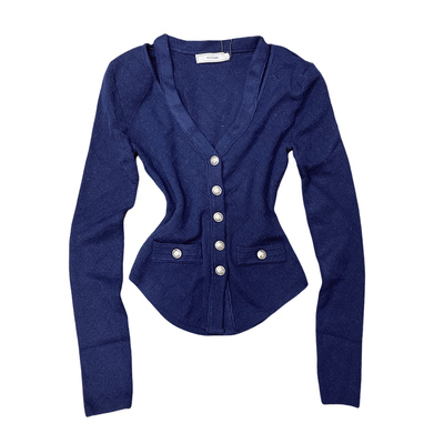 KIYOMI韩版纯欲辣妹V领针织开衫