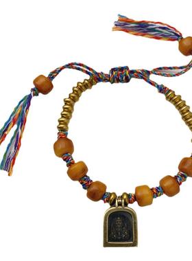 天然骆驼骨黄铜嘎乌原创手串手链