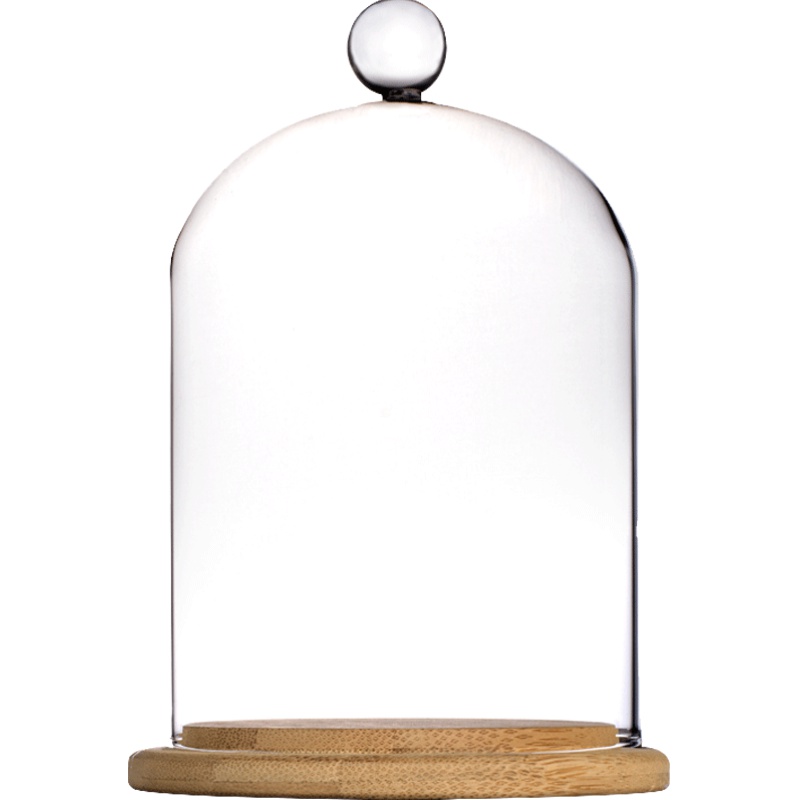 [非非]玻璃保鲜罩盖蛋糕罩陶瓷底座甜品罩套装装饰玻璃罩永生花