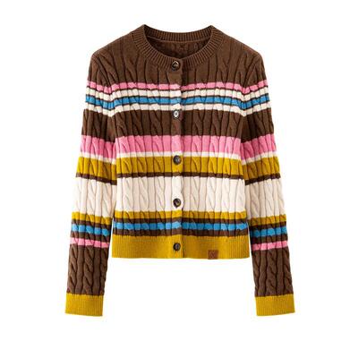 BANANACICI混纺条纹针织开衫