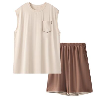 睡衣男士夏季莫代尔背心家居服