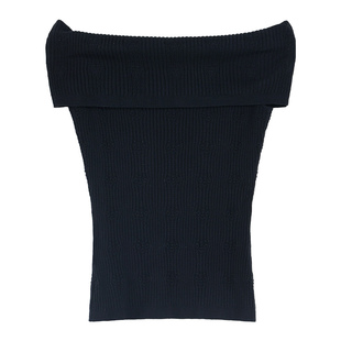 pusumede魅力焦点 一字肩针织t恤女夏季气质修身辣妹露肩锁骨上衣