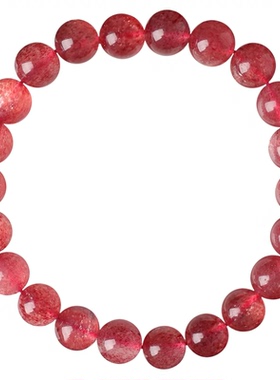 天然草莓晶手链女招桃花三圈