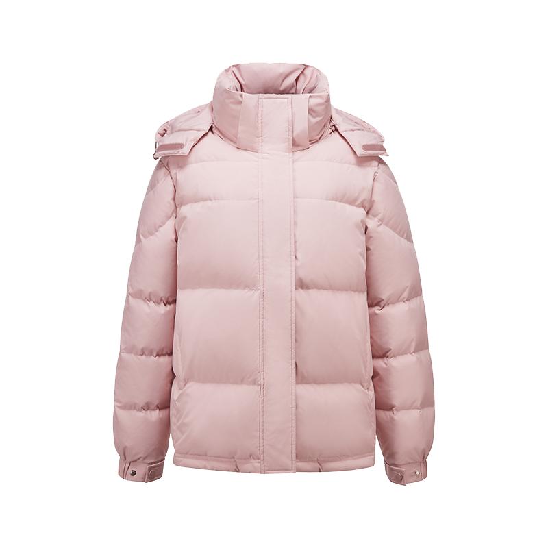 雅鹿时尚短款拆卸连帽羽绒服