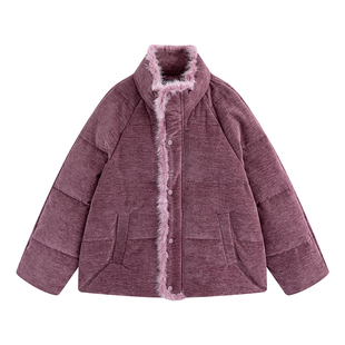 大嘎daga真水貂毛拼接90白鸭绒2026巨好看的羽绒服女立领短面包服