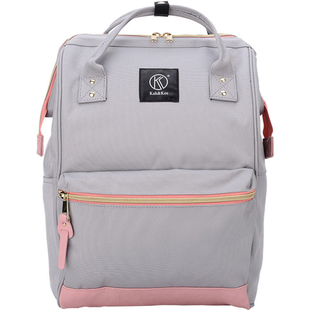 正品超凶~专柜kahkee独家限定款~日本灰粉双肩背书包电脑包女