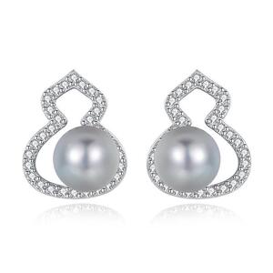 天然akoya海水珍珠耳钉真多麻色福禄耳环925银网红款耳饰节日礼物