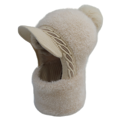 冬季毛线帽子围脖一体帽女毛绒帽