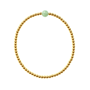 觉人原创天然缅甸翡翠圆珠豆豆手串K金珠叠戴手链礼物[一见清心]