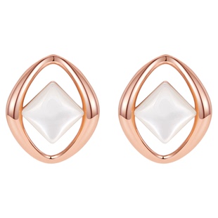 JAY镂空菱形白贝母耳钉精致小巧925银耳饰2026新款耳环情人节礼物