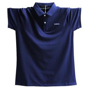 夏装中年男士带领t恤纯棉翻领POLO衫 衬衫领短袖爸爸装加肥加大码