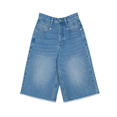 MRS环保水洗毛边牛仔中裤