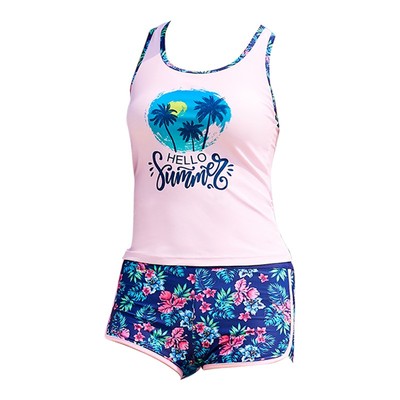 浩沙新款分体平角印花背心泳衣