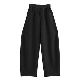 小个子运动卫裤秋冬阔腿裤加绒镰刀裤显瘦直筒休闲裤加厚弯刀裤女