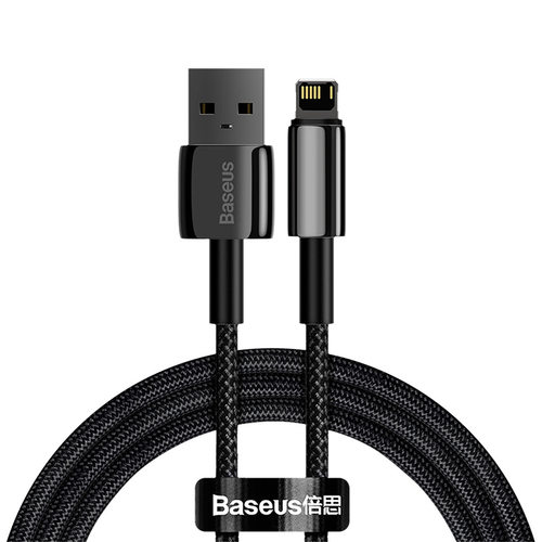 倍思USB钨金2.4A闪充适用iPhone7数据线TYPEC转苹果8手机iPad12平板通用PD20W快充电线X编制收纳加长2米原装M