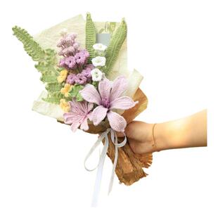 成品手工针织毛线花束仿真玫瑰大飞燕花束居家插花送男女朋友节日