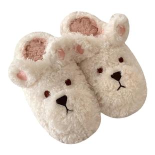 细细条 少女心可爱卡通毛绒绒棉拖鞋女冬室内防滑保暖月子棉鞋ins