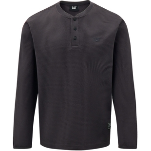 CAT卡特26春季新品男士复古工装亨利领美华夫格长袖T恤商场同款