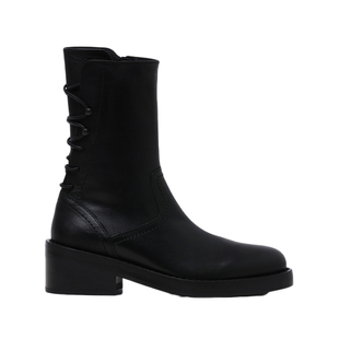 IT Ann Demeulemeester女款中筒靴新品时髦摩登系带粗跟皮靴02380