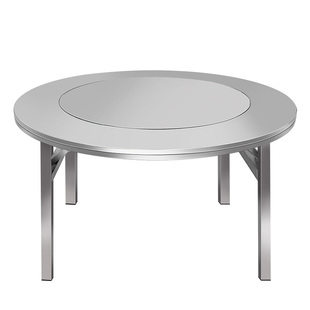 不锈钢内置转盘2025新款折叠桌大圆桌带转盘家用酒席饭店吃饭桌子