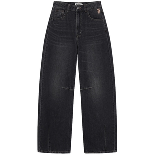 TEENIEWEENIE bearnova秋季新款小熊刺绣香蕉长裤复古水洗牛仔裤