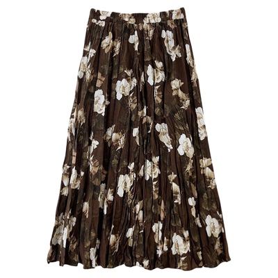 0192-加绒碎花褶皱a字裙