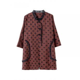 宝诗黎蝙蝠袖宽松格子外套女2026春季气质慵懒百搭大码休闲上衣