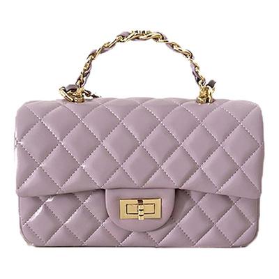 小香风菱格链条包女真皮手提包