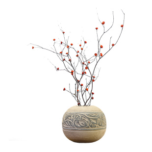 蔷薇果干树枝枯梅花天然干花枝玄关壁龛装饰摆件客厅禅意花束侘寂