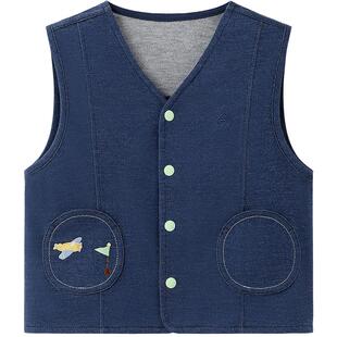 全棉时代儿童马甲男童童装针织马甲牛仔深蓝可外穿内搭秋冬新款